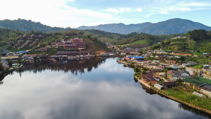 Fototapeta premium Mae Hong Son, Thailand Thailand - 23 November 2020 Baan Rak Thai, a small town in Chinese style, Yunnan, is a peaceful and relaxing city. In Mae Hong Son Province, Northern Thailand