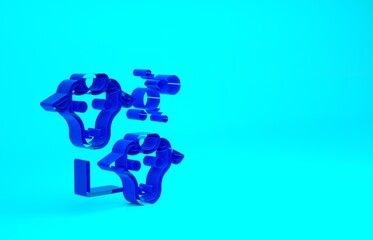 Blue Cloning icon isolated on blue background. Genetic engineering concept. Minimalism concept. 3d illustration 3D render.