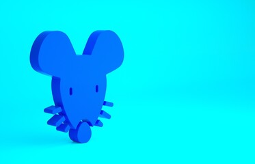 Blue Experimental mouse icon isolated on blue background. Minimalism concept. 3d illustration 3D render.