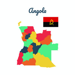 Colorful map of Angola , Flag Of Angola, Vector Infographic Map Eps 10