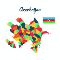 Colorful map of Azerbaijan, Flag Of Azerbaijan, Vector Infographic Map Eps 10