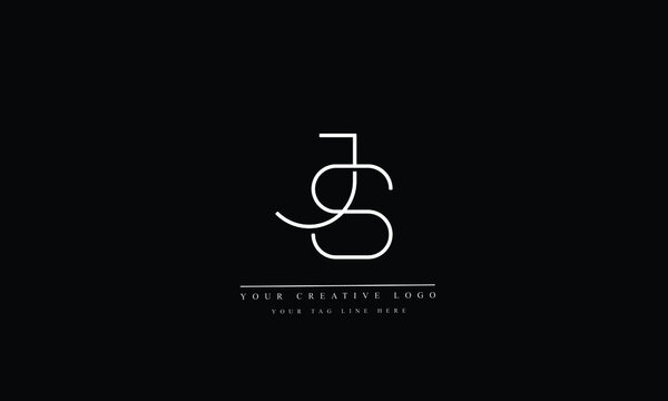 JS, SJ, J, S Letter Logo Design with Creative Modern Trendy Typography