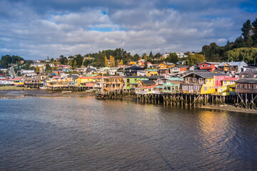 Fototapeta na wymiar View of the city of Castro on the Island of Chiloe, Chile.