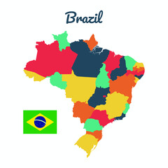 Colorful map of Brazil , Flag Of Brazil, Vector Infographic Map Eps 10