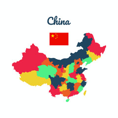 Colorful map of China, Flag Of China, Vector Infographic Map Eps 10