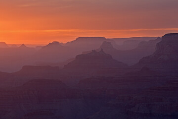 Landscape at sunset of the Grand Canyon from Lipan Overlook, South Rim, Grand Canyon National Park, Arizona, USA