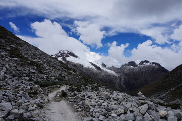 Fototapeta na wymiar landscape with clouds huaraz peru