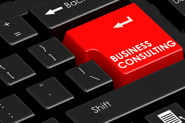 Fototapeta premium Business consulting word on black keyboard