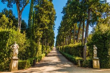 Gorgeous view of the Viottolone or Viale dei Cipressi (Cypress Avenue), a wide boulevard that marks...