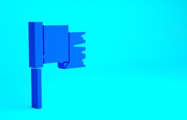 Blue Pirate flag icon isolated on blue background. Minimalism concept. 3d illustration 3D render.