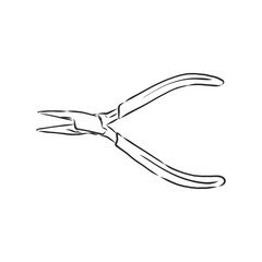 Pliers pincers hand tool isolated on white background. Vector illustration, pliers vector sketch illustration