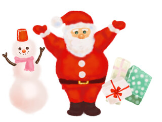 サンタクロースとゆきだるま　万歳
