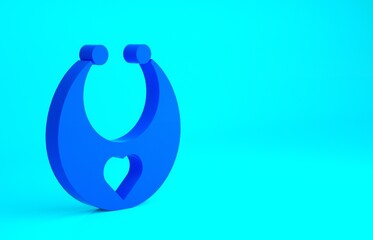 Blue Baby bib icon isolated on blue background. Minimalism concept. 3d illustration 3D render.