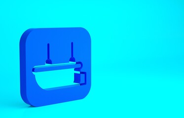 Fototapeta premium Blue Lifeboat icon isolated on blue background. Minimalism concept. 3d illustration 3D render.