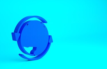Blue Worldwide icon isolated on blue background. Pin on globe. Minimalism concept. 3d illustration 3D render.