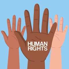 Human rights with diversity hands design, Manifestation protest and demonstration theme Vector illustration