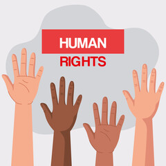 Human rights with diversity hands design, Manifestation protest and demonstration theme Vector illustration