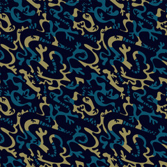 Urban colorful abstract pattern with hand drawn wave shapes. Seamless backdrop