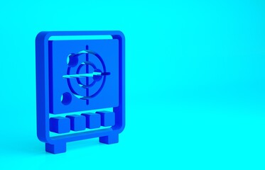 Blue Radar with targets on monitor in searching icon isolated on blue background. Search system. Navy sonar. Minimalism concept. 3d illustration 3D render.