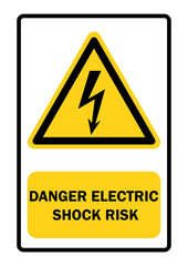 Electric shock warning sign with message vector illustration