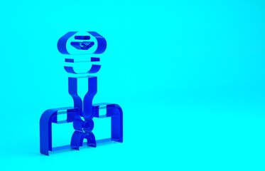 Blue Pilot icon isolated on blue background. Minimalism concept. 3d illustration 3D render.