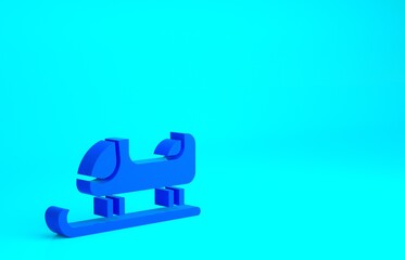 Blue Sled icon isolated on blue background. Winter mode of transport. Minimalism concept. 3d illustration 3D render.