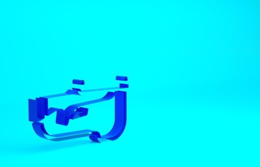 Blue Biathlon rifle icon isolated on blue background. Ski gun. Minimalism concept. 3d illustration 3D render.