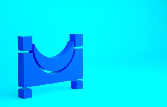 Blue Skate park icon isolated on blue background. Set of ramp, roller, stairs for a skatepark. Extreme sport. Minimalism concept. 3d illustration 3D render.