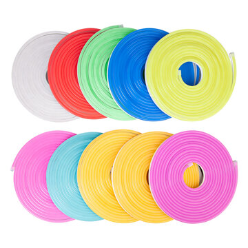 Flexible led tape neon flex in different colors in rolls on white background