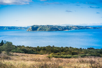 Coast landscape at Chiloé island in Chile.