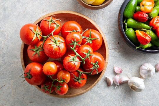 Tomatoe, chili pepper and garlic