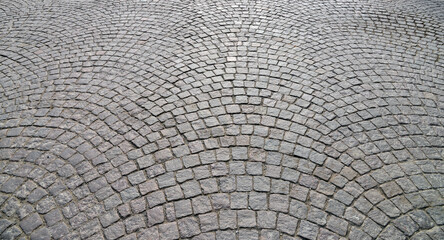 Cobblestone pavement closeup.