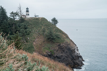 Fototapeta na wymiar Cape Disappointment Lighthouse in Washington State at the State Park