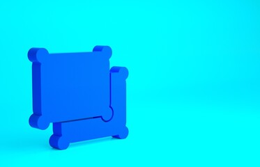 Blue Rectangular pillow icon isolated on blue background. Cushion sign. Minimalism concept. 3d illustration 3D render.
