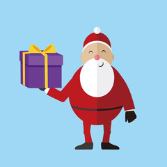 Santa Claus vector illustration, Cartoon Santa Claus for Your Christmas and New Year greeting Design, Vector illustration of happy Santa Claus holding in hand gift box 