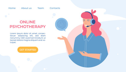 Online psychotherapy concept. Psychological counseling. Vector illustration.