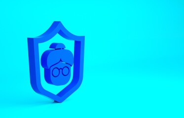 Blue Grandmother icon isolated on blue background. Minimalism concept. 3d illustration 3D render.