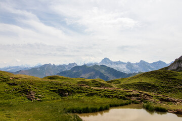 Fototapeta na wymiar Panoramic view from Lac de Peyre, France