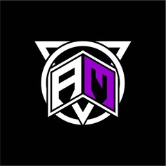 Monogram letter A M Diamonds decorated with circles and triangles are perfect for game initials, greeting cards, logos, posters, etc.