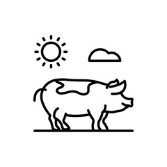  Pig Outline illustration style Icon. EPS File 10