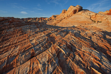 Rocky desert landscape shortly after sunrise, Valley of Fire State Park, Nevada, USA