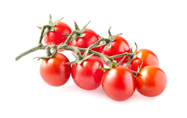 Cherry tomatoes isolated on white background closeup.