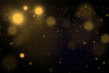 Obraz premium Magic golden concept. Abstract black background with bokeh effect.