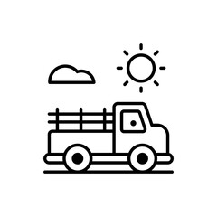 Obraz premium Pickup Truck Outline illustration style Icon. EPS File 10