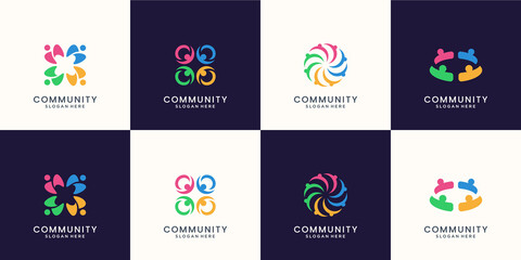 Fototapeta na wymiar community logo set icon vector isolated. mega bundle unity human community.
