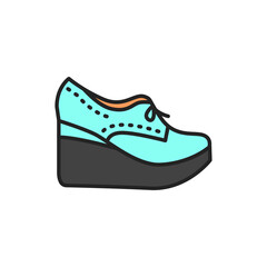 Wedge boots color line icon. Pictogram for web page, mobile app, promo.
