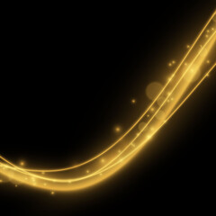 Shimmering waves with light effect isolated on black background.