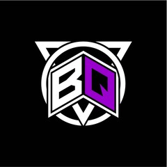 Monogram letter B Q Diamonds decorated with circles and triangles are perfect for game initials, greeting cards, logos, posters, etc.