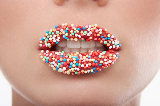 Woman With Sprinkle Candy Lips