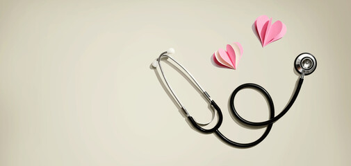 Medical worker appreciation theme with hearts and a stethoscope